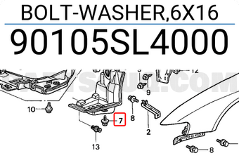 Honda 90105SL4000 BOLT-WASHER,6X16