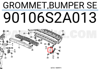 Honda 90106S2A013 GROMMET,BUMPER SE