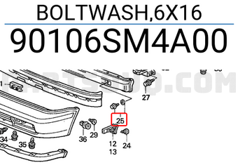 Honda 90106SM4A00 BOLTWASH,6X16