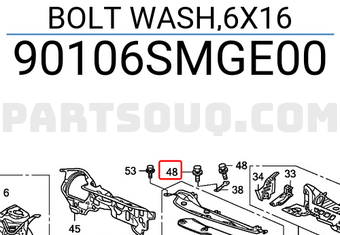 Honda 90106SMGE00 BOLT WASH,6X16