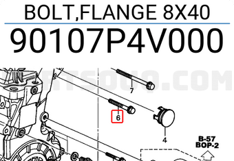 Honda 90107P4V000 BOLT,FLANGE 8X40