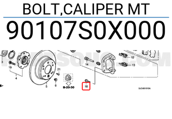 Honda 90107S0X000 BOLT,CALIPER MT