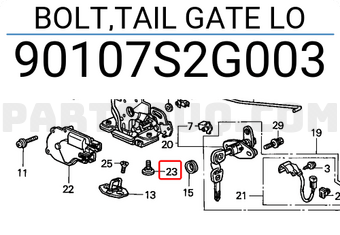 Honda 90107S2G003 BOLT,TAIL GATE LO