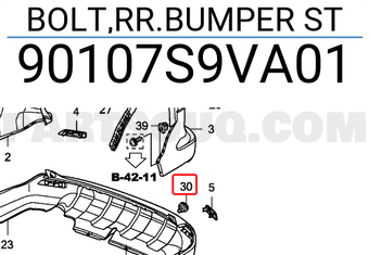 Honda 90107S9VA01 BOLT,RR.BUMPER ST