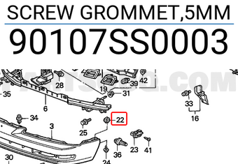 Honda 90107SS0003 SCREW GROMMET,5MM