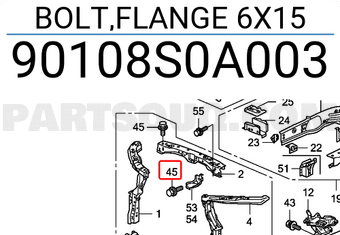Honda 90108S0A003 BOLT,FLANGE 6X15