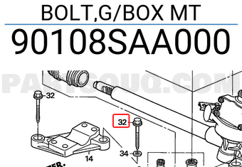 Honda 90108SAA000 BOLT,G/BOX MT