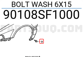 Honda 90108SF1000 BOLT WASH 6X15