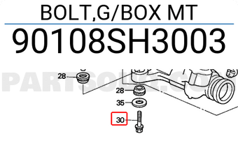 Honda 90108SH3003 BOLT,G/BOX MT