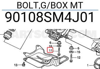 Honda 90108SM4J01 BOLT,G/BOX MT