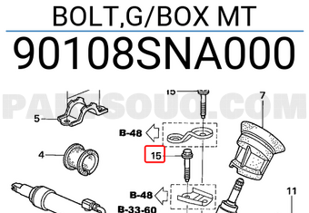 Honda 90108SNA000 BOLT,G/BOX MT