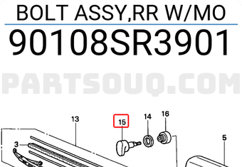 Honda 90108SR3901 BOLT ASSY,RR W/MO