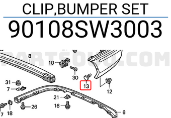 Honda 90108SW3003 CLIP,BUMPER SET