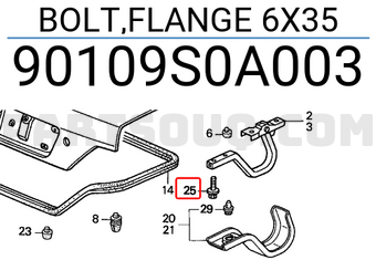 Honda 90109S0A003 BOLT,FLANGE 6X35