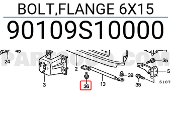 Honda 90109S10000 BOLT,FLANGE 6X15