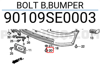 Honda 90109SE0003 BOLT B,BUMPER