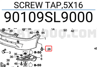 Honda 90109SL9000 SCREW TAP,5X16