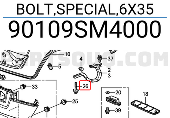 Honda 90109SM4000 BOLT,SPECIAL,6X35