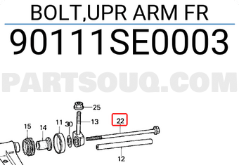 Honda 90111SE0003 BOLT,UPR ARM FR