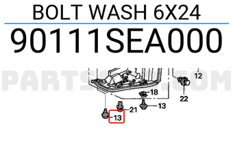 Honda 90111SEA000 BOLT WASH 6X24