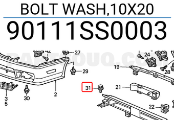 Honda 90111SS0003 BOLT WASH,10X20