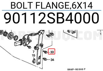 Honda 90112SB4000 BOLT FLANGE,6X14
