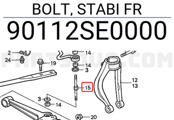 Honda 90112SE0000 BOLT, STABI FR