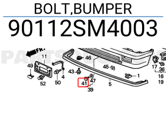 Honda 90112SM4003 BOLT,BUMPER