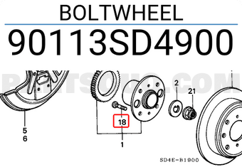 Honda 90113SD4900 BOLTWHEEL