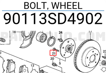 Honda 90113SD4902 BOLT, WHEEL