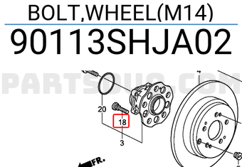 Honda 90113SHJA02 BOLT,WHEEL(M14)