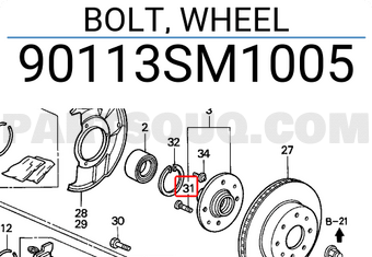 Honda 90113SM1005 BOLT, WHEEL