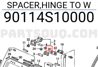 Honda 90114S10000 SPACER,HINGE TO W