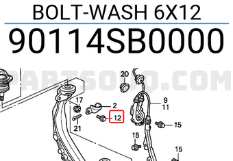 Honda 90114SB0000 BOLT-WASH 6X12