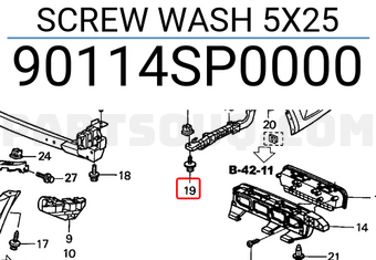 Honda 90114SP0000 SCREW WASH 5X25
