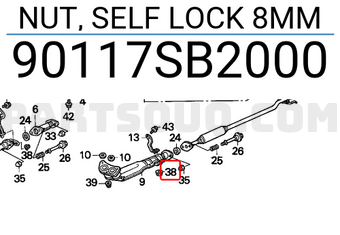 Honda 90117SB2000 NUT, SELF LOCK 8MM