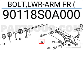 Honda 90118S0A000 BOLT,LWR-ARM FR