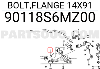 Honda 90118S6MZ00 BOLT,FLANGE 14X91