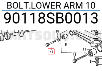 Honda 90118SB0013 BOLT,LOWER ARM 10