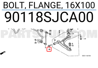 Honda 90118SJCA00 BOLT, FLANGE, 16X100