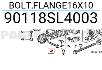 Honda 90118SL4003 BOLT,FLANGE16X10