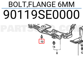 Honda 90119SE0000 BOLT,FLANGE 6MM