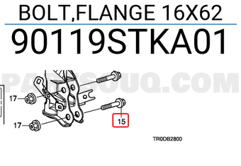 Honda 90119STKA01 BOLT,FLANGE 16X62