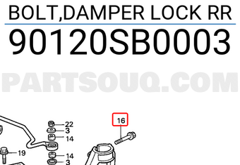 Honda 90120SB0003 BOLT,DAMPER LOCK RR