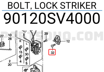 Honda 90120SV4000 BOLT, LOCK STRIKER