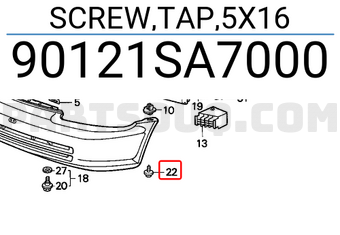 Honda 90121SA7000 SCREW,TAP,5X16
