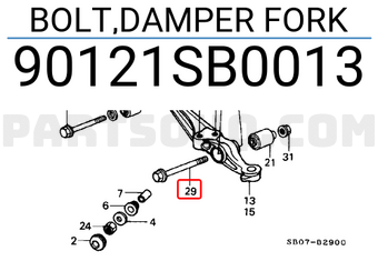 Honda 90121SB0013 BOLT,DAMPER FORK