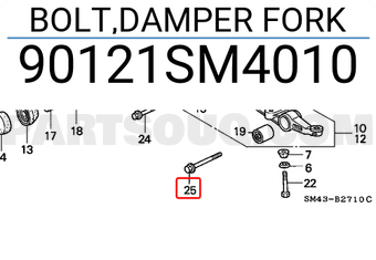 Honda 90121SM4010 BOLT,DAMPER FORK