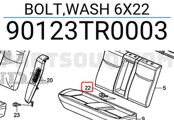 Honda 90123TR0003 BOLT,WASH 6X22