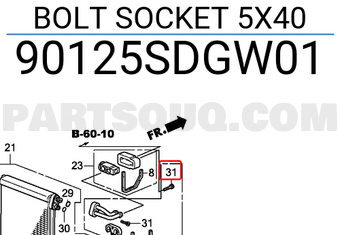 Honda 90125SDGW01 BOLT SOCKET 5X40